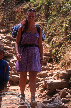 T7073. No shortage of steps on the trek. Gorkha. Nepal. April.1998.