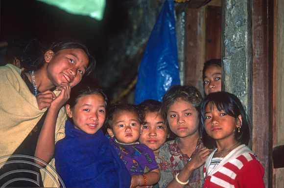 T7092.  Village girls. Gorkha district. Nepal. April.1998.