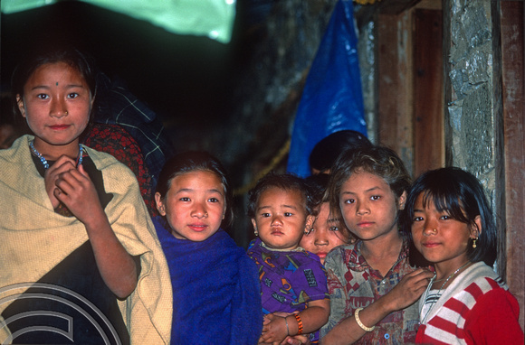 T7093.  Village girls. Gorkha district. Nepal. April.1998.