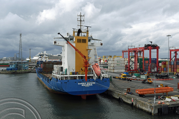 DG331867. Container ship. Samskip Express. 9313 dwt. Built 2006. Dublin port. Ireland. 16.8.19.