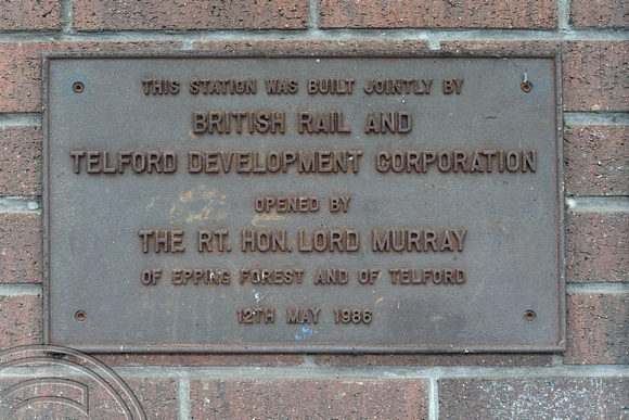 DG334792. Opening plaque. Telford Central. 3.10.19.