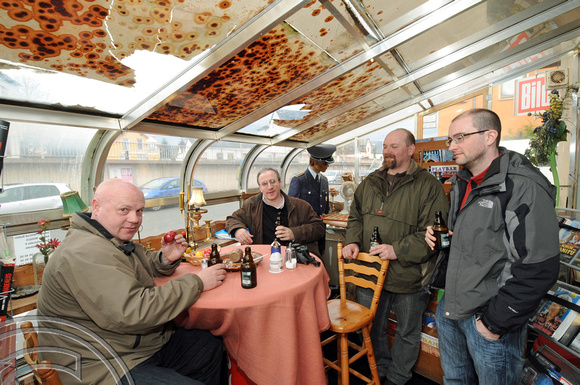 DG48175. The gang in the delightfully eccentric little cafe at Wittlich station. Germany. 3.4.10.