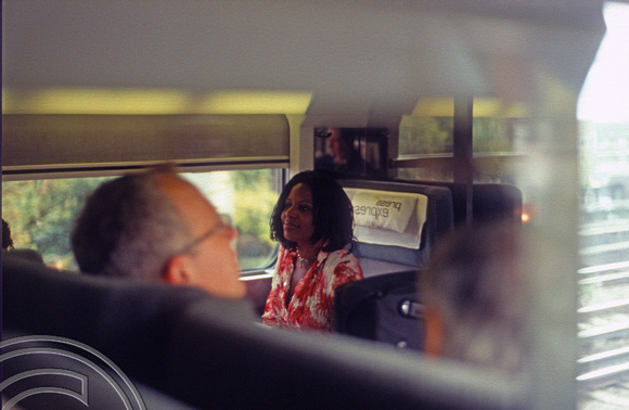 13052. ITN's Joyce Ohajah on board the press trip to Paris. 27.09.2003