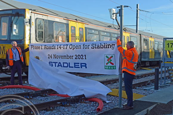 DG362904. Unveiling the banner. South Gosforth depot. 24.11.2021.