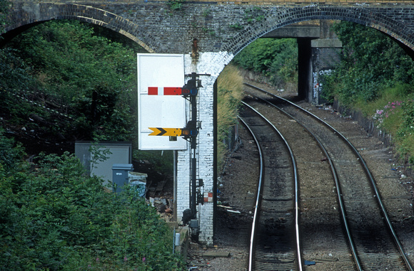 10898. Semaphore signa on the Up line. Crouch Hill. 08.07.2002