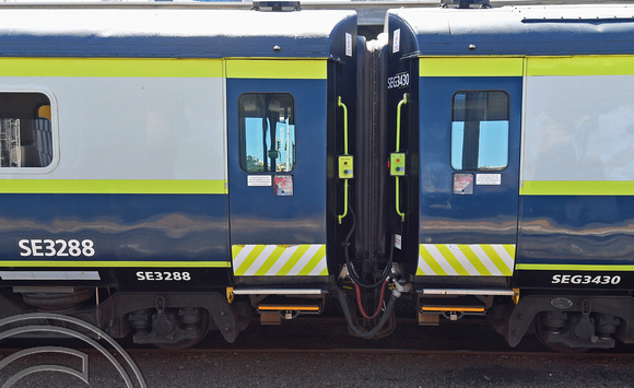 DG315793. detail of rebuilt Ex-BR Mk 2 coaches Wellington. North Island. New Zealand. 8.1.19