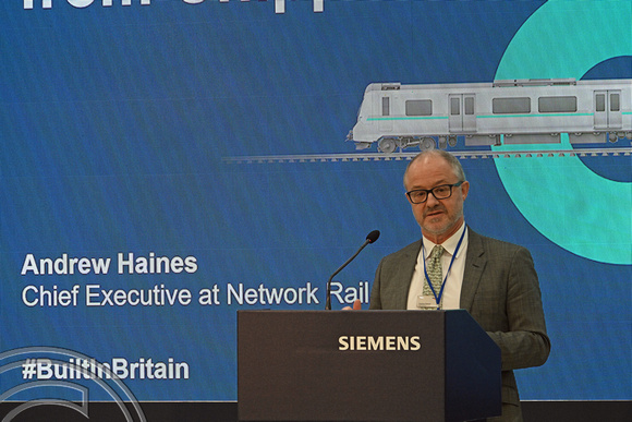 DG411736. Andrew Haines. Network Rail Chief Exectutive. Siemens. Chippenham. Wiltshire. 4.3.2024.