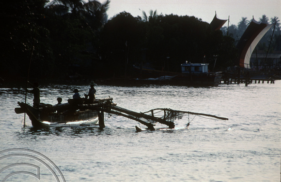 T03221. Fishing boat returning to harbour. Negombo. Sri Lanka. 20th February 1992.