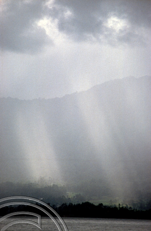 T03867. Rain approaching across the lake. Maninjau. West Sumatra. Indonesia. 25th June 1992