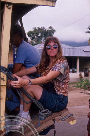 T04066. Emily on the truck bus. Moni. Flores. Indonesia. 9th September 1992