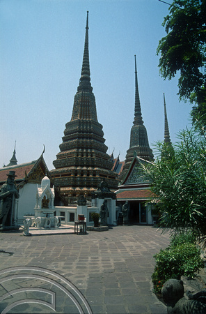 T03384. Towers at Wat Po. Bangkok. Thailand. 8th April 1992