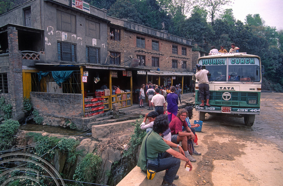 T03347. Bus break on the Pokhara- Kathmandu road. Nepal. 25th March 1992
