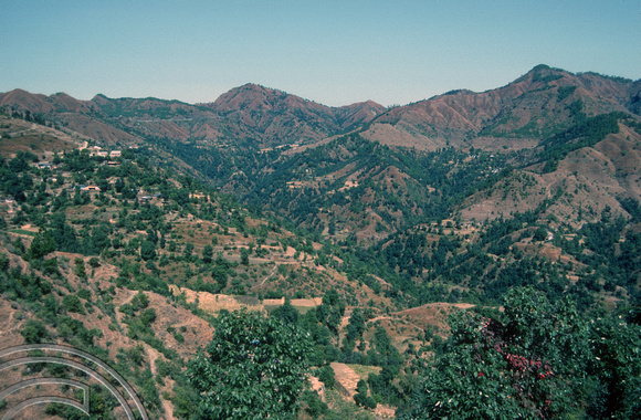 T02908. Landscape from the Shimla - Kalka train. Himachal Pradesh. India. 22nd October 1991