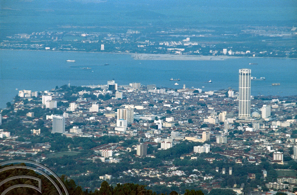 T03496. View over Georgetown from Penang Hill. Georgetown. Penang island. Malaysia. 4th May 1992