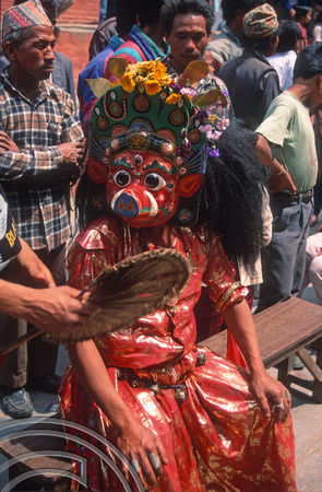 T03365. Dancer at a festival in Durbar Square. Kathmandu. Nepal. March 1992
