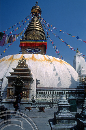 T03321. Stupa at the Monkey Temple. Kathmandu Valley. Nepal. 17th March 1992