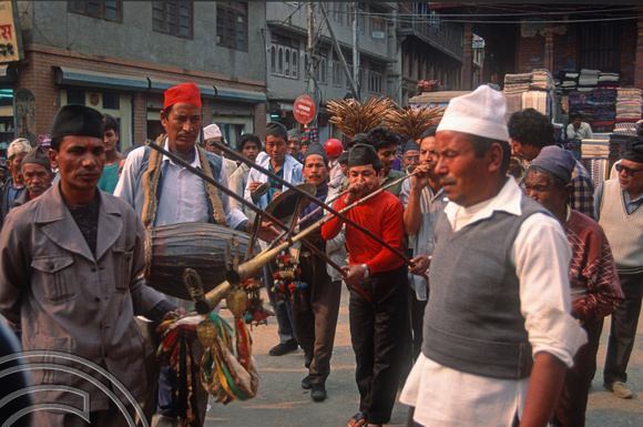 T03375. Procession in the streets. Kathmandu. Nepal. March 1992
