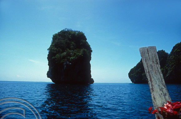 T03456. Boat trip around the island. Ko Phi Phi. Thailand.  25th April 1992