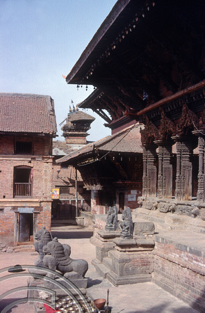 T03287. Damaged tower. Patan. Kathmandu Valley. Nepal. 12th March 1992