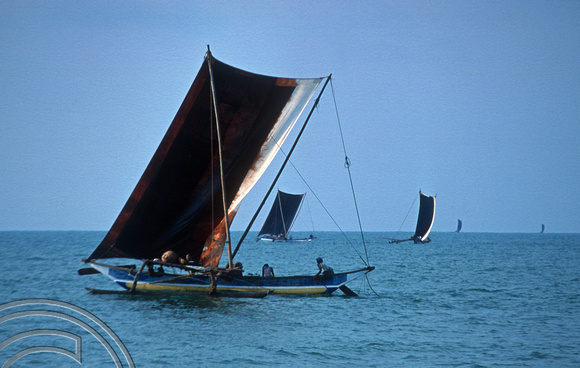 T03218. Fishermans boats. Negombo. Sri Lanka. 20th February 1992.