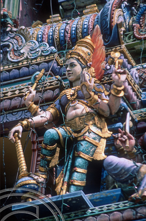 T03548. Statues on a Hindu Temple. Singapore. 14th May 1992