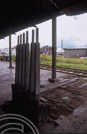 T03615. Lever frame at the abandoned railway station. Bukittinggi. West Sumatra. Indonesia. 2nd June 1992