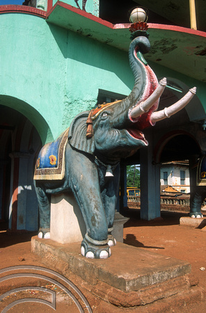 T03067. Elephant statue at the temple. Pernem. Goa. India. December 1991.
