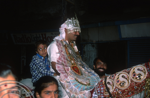T02871. India  wedding procession. Groom. Paharganj. Delhi. India. 16th October 1991