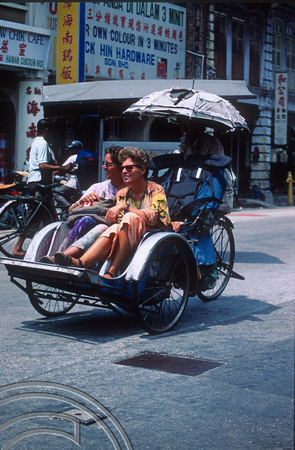 T03513. Rickshaw. Lebuh Chulia. Georgetown. Penang island. Malaysia. 5th May 1992