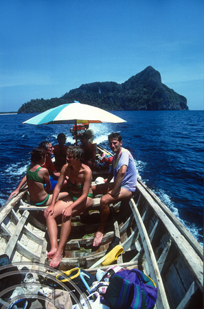 T03455. Boat trip around the island. Ko Phi Phi. Thailand.  25th April 1992