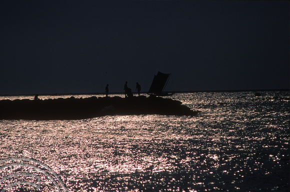 T03219. Harbour sunset. Negombo. Sri Lanka. 20th February 1992.