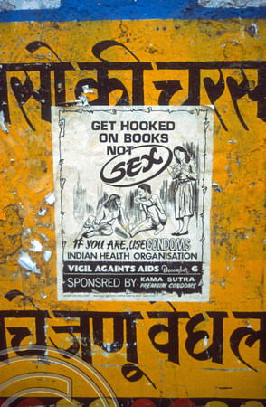 T03061. Poster. Get hooked on books, not sex. Mumbai. Maharastra. India. December 1991