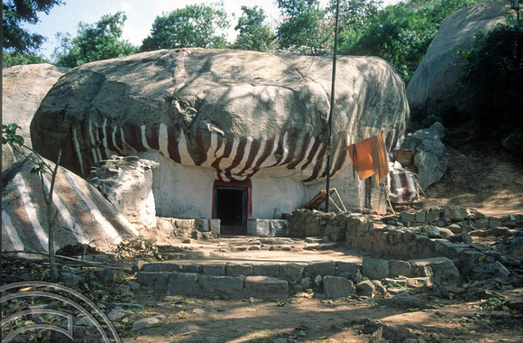 T03092. Hermit's cave. Chamundi Hill. Mysore. Karnataka. India. December 1991.