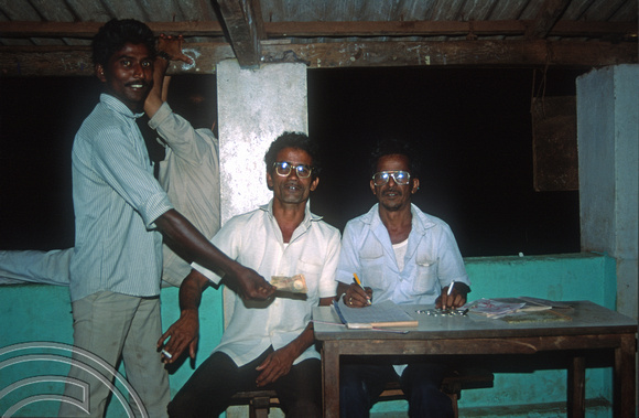 T03049. Illegal lottery at a Bar. Arambol. Goa. India. November 1991