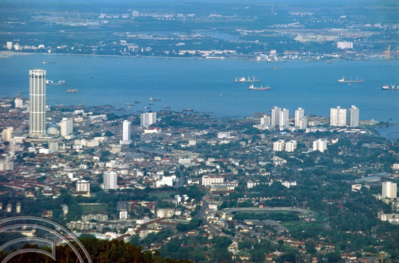 T03495. View over Georgetown from Penang Hill. Georgetown. Penang island. Malaysia. 4th May 1992