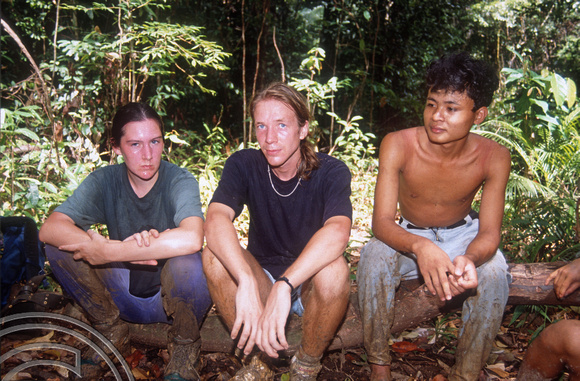 T03750. Happy trekkers. Siberut. Mentawai Islands. Indonesia. June 1992