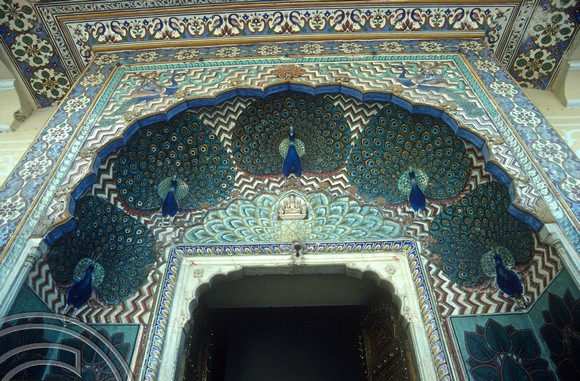 T02955. Peacock doorway. City Palace. Jaipur. Rajasthan. India. 27th October 1991