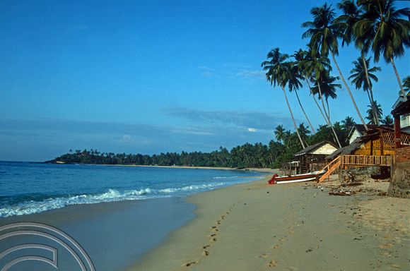 T03216. Quiet beach. Unawatuna. Sri Lanka. 19th February 1992.