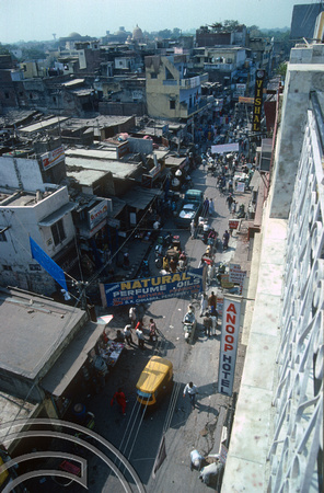 T02939. View from the Anoop hotel. Paharganj. Delhi. India. 25th October 1991
