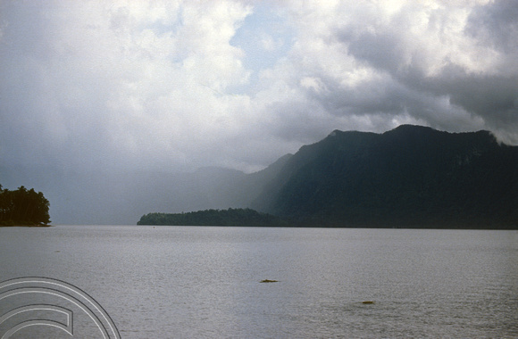 T03865. Rain approaching across the lake. Maninjau. West Sumatra. Indonesia. 25th June 1992