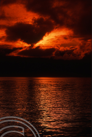 T03659. Lake sunset. Lake Maninjau. West Sumatra. Indonesia.  June 1992