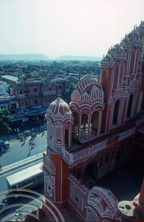 T02948. Rear of the Hawa Mahal. Jaipur. Rajasthan. India. 27th October 1991