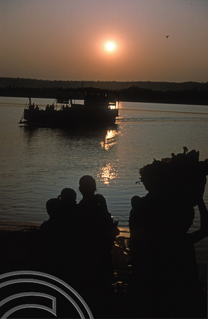 T03051. Ferry near sunrise. Chopdem. Goa. India. November 1991