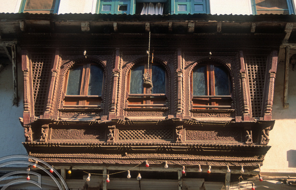 T03356. Old wooden window. Kathmandu. Nepal. March 1992