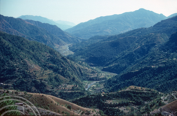 T02910. Landscape from the Shimla - Kalka train. Himachal Pradesh. India. 22nd October 1991