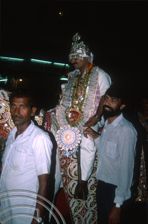 T02874. Indian wedding procession. Groom. Paharganj. Delhi. India. 16th October 1991