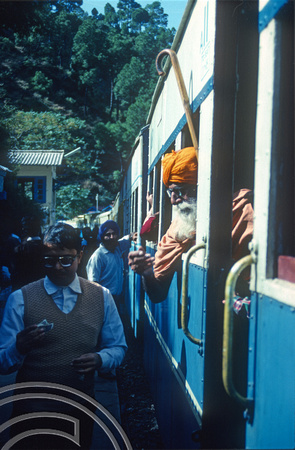 T02914. Old man on the Shimla - Kalka train. Himachal Pradesh. India. 22nd October 1991