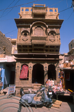T02980. Ornate house inside the fort. Jaisalmer. Rajasthan. India. 3rd November 1991