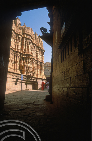 T02977. Jain temple inside the fort. Jaisalmer. Rajasthan. India. 3rd November 1991