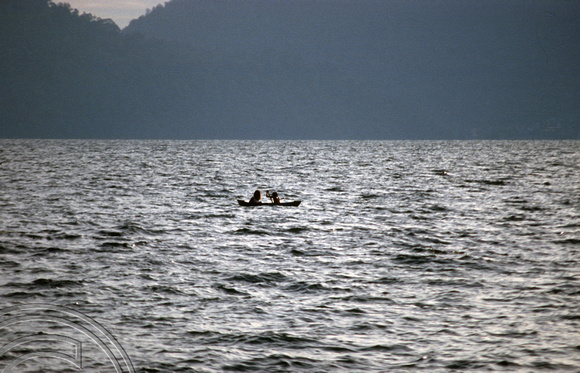 T03875. Boating on the lake. Maninjau. West Sumatra. Indonesia. 25th June 1992